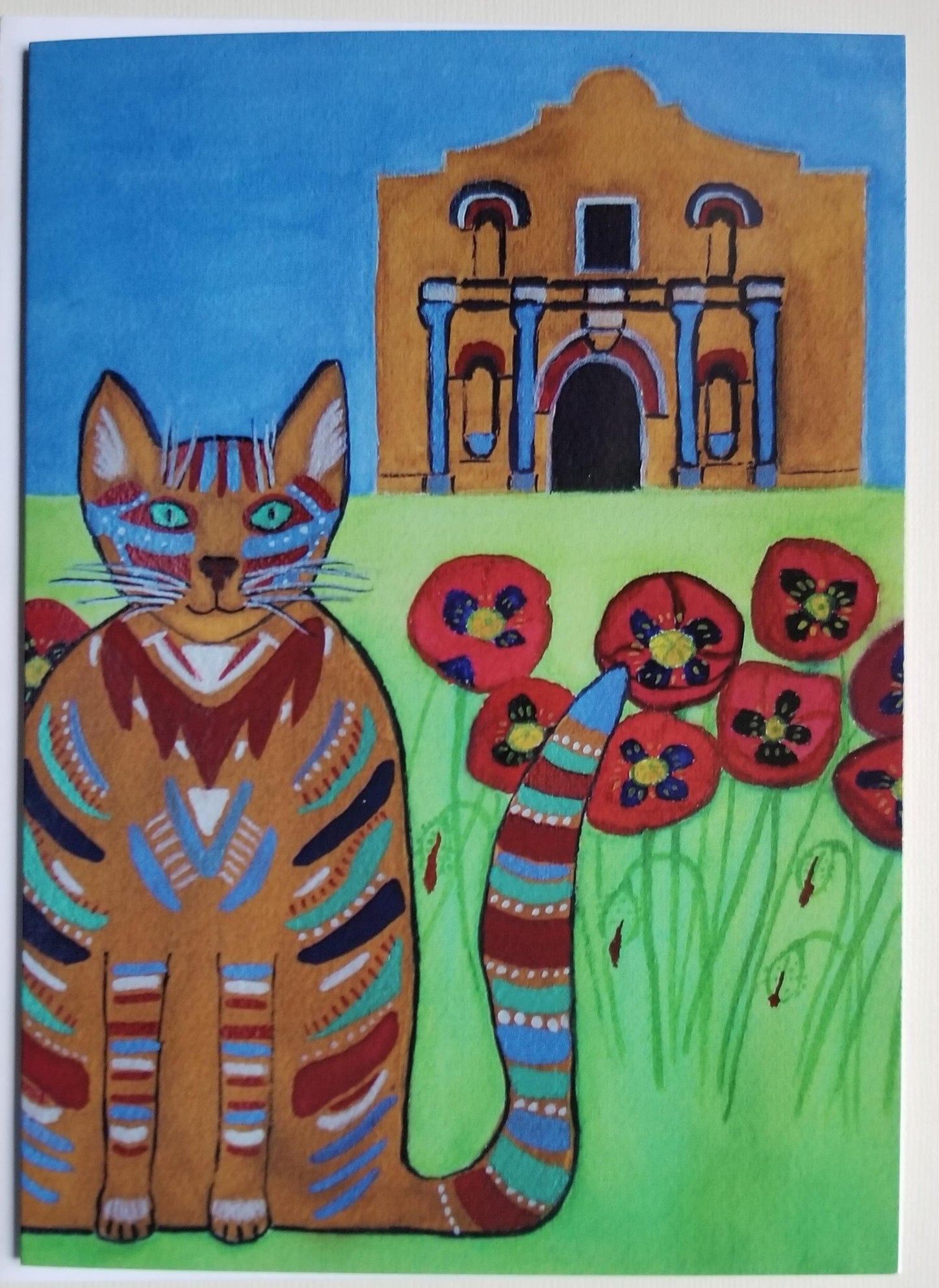 Set of 4 notecards the Alamo Cat and Orange Alamo Cat