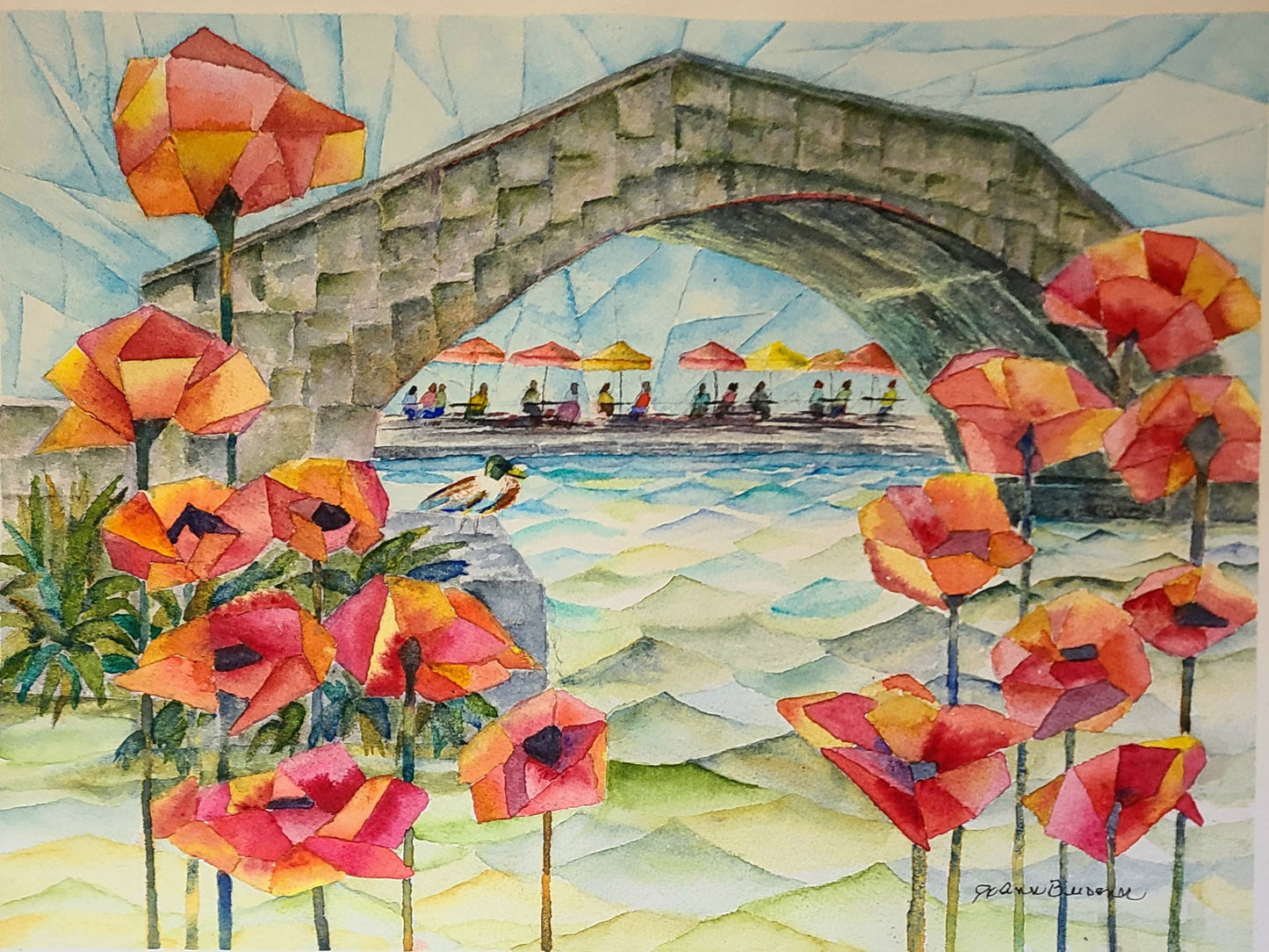 Poppies on the San Antonio River, Brides Bridge