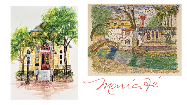 2 Tarjetas: Teatro Arneson y Pequeña Iglesia