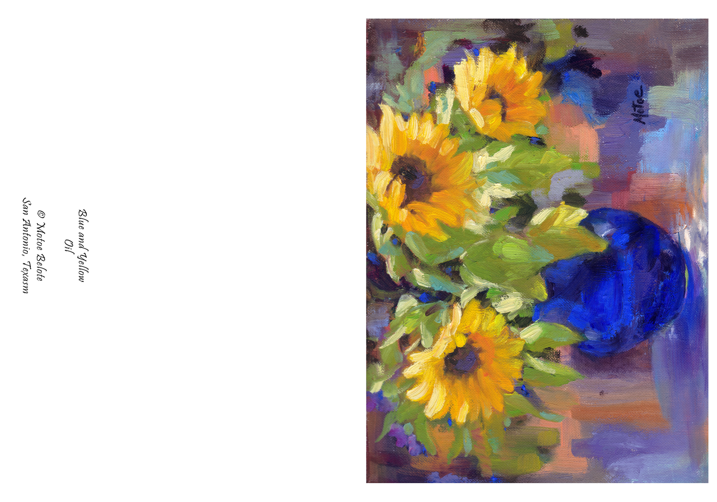 Blue Vase Sunflowers Greeting Cards