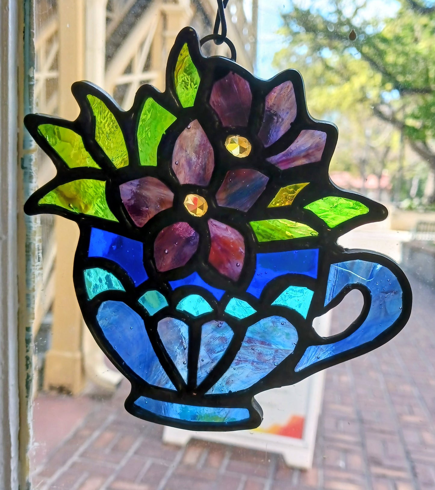 Purple flower tea cup