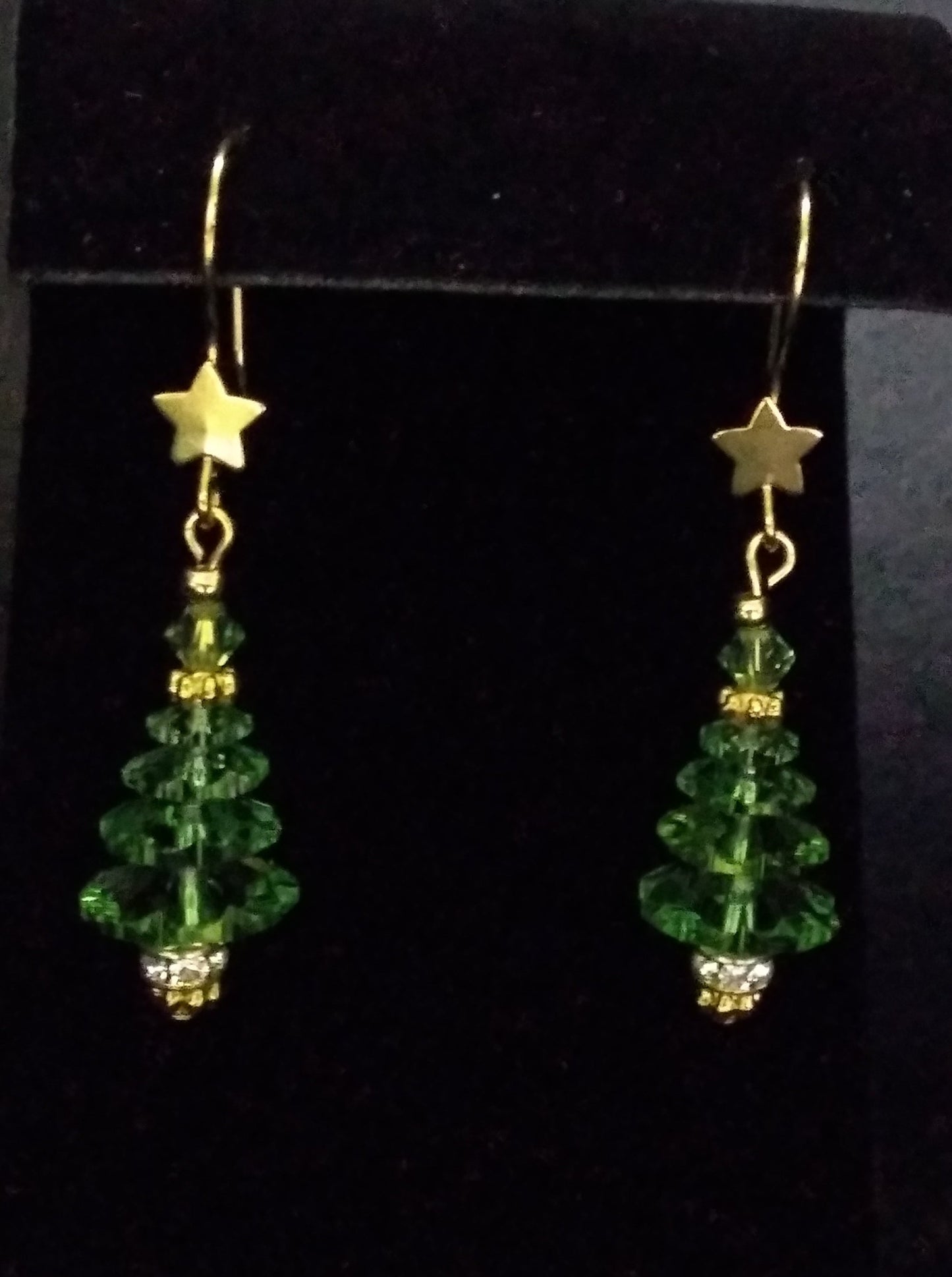 Green Christmas Tree Earrings