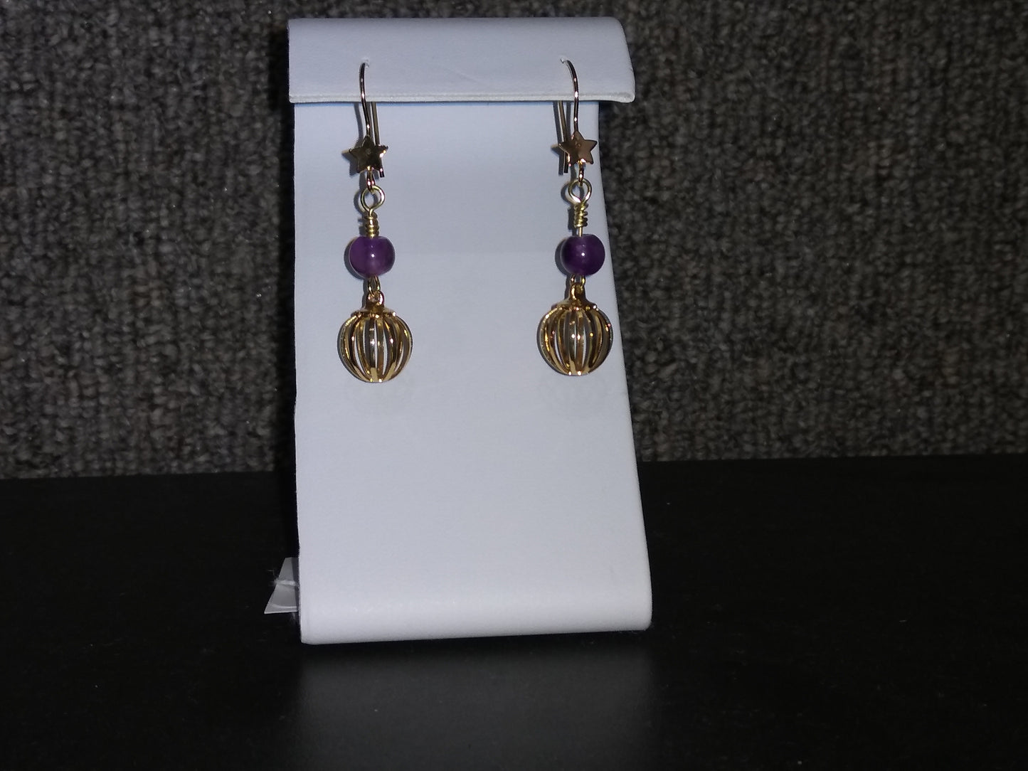 Pendientes de jaula de amatista