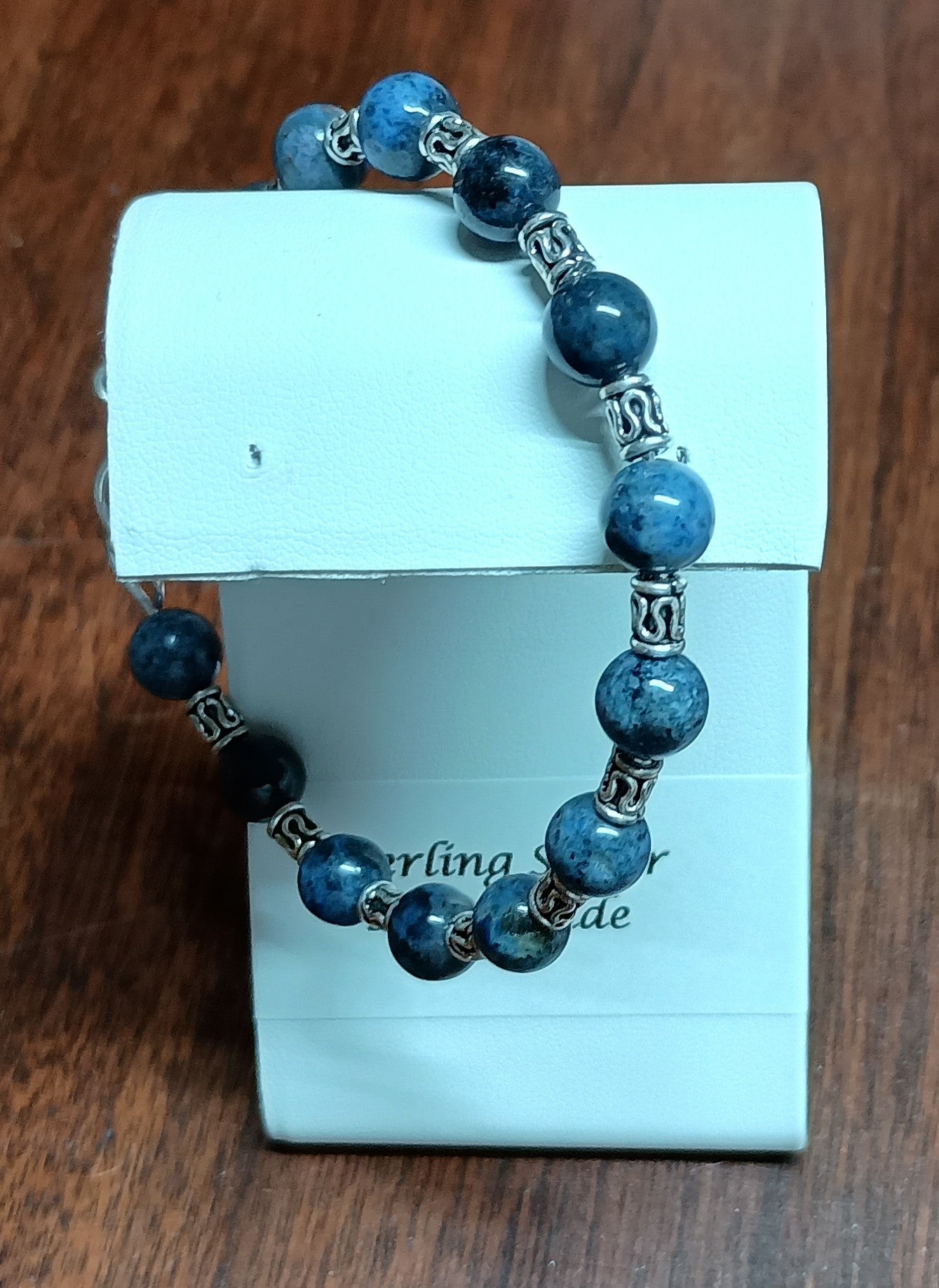 Pulsera de dumortierita y plata de ley