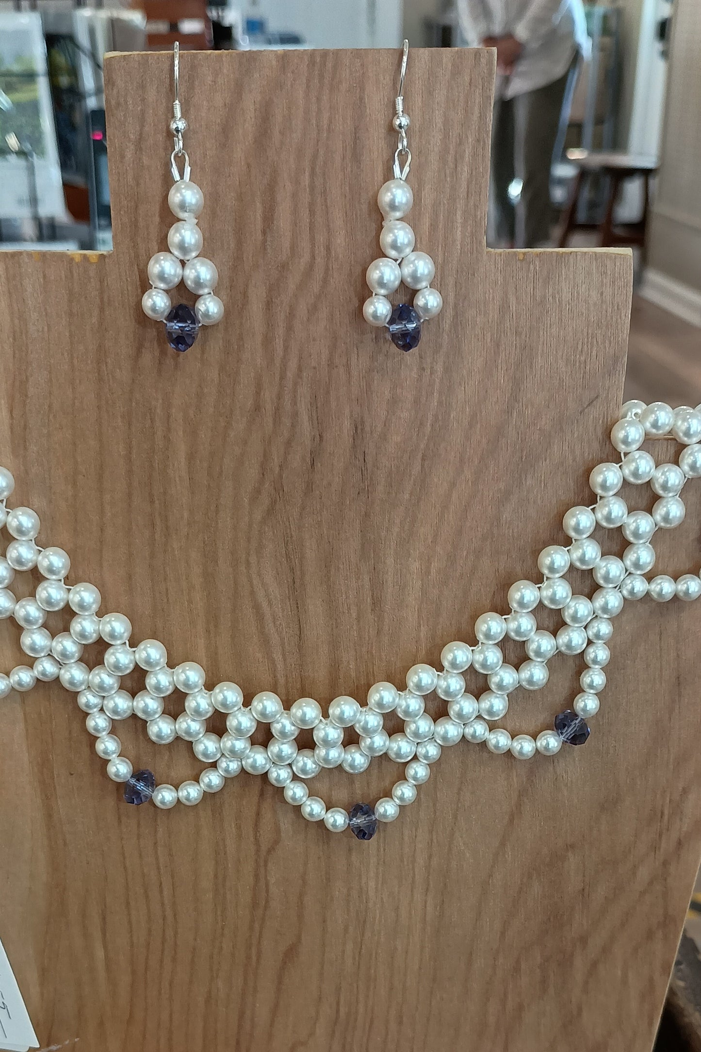 Crystal Pearl Necklace and Earrings