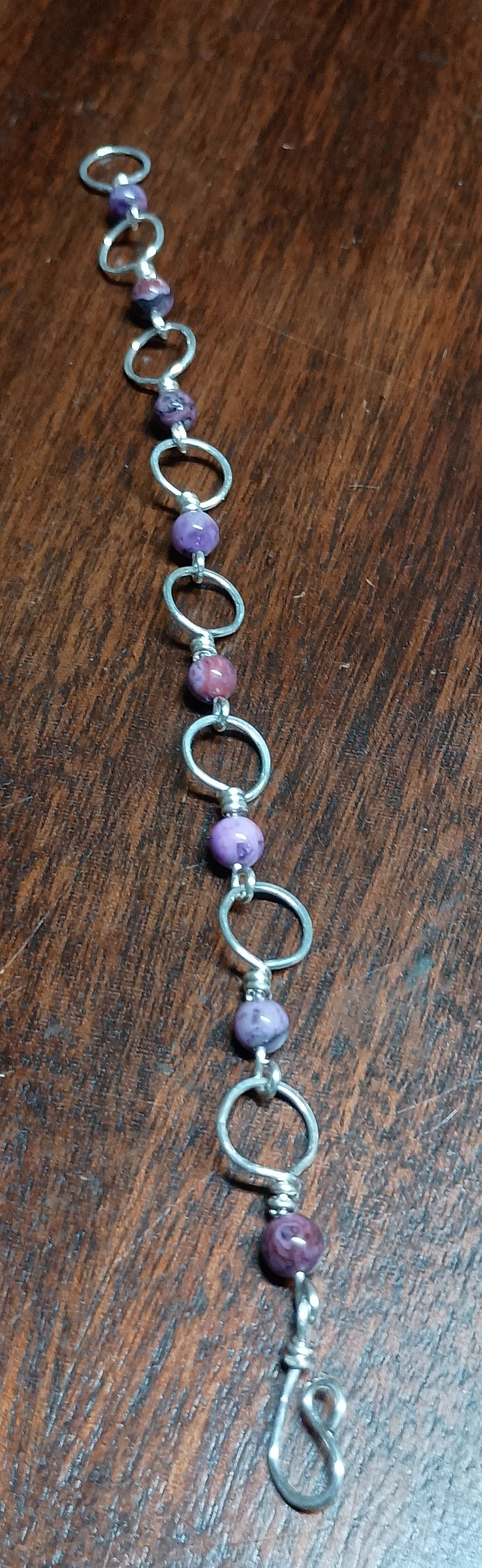Sterling Silver and Crazy Lace Agate Round Link Bracelet