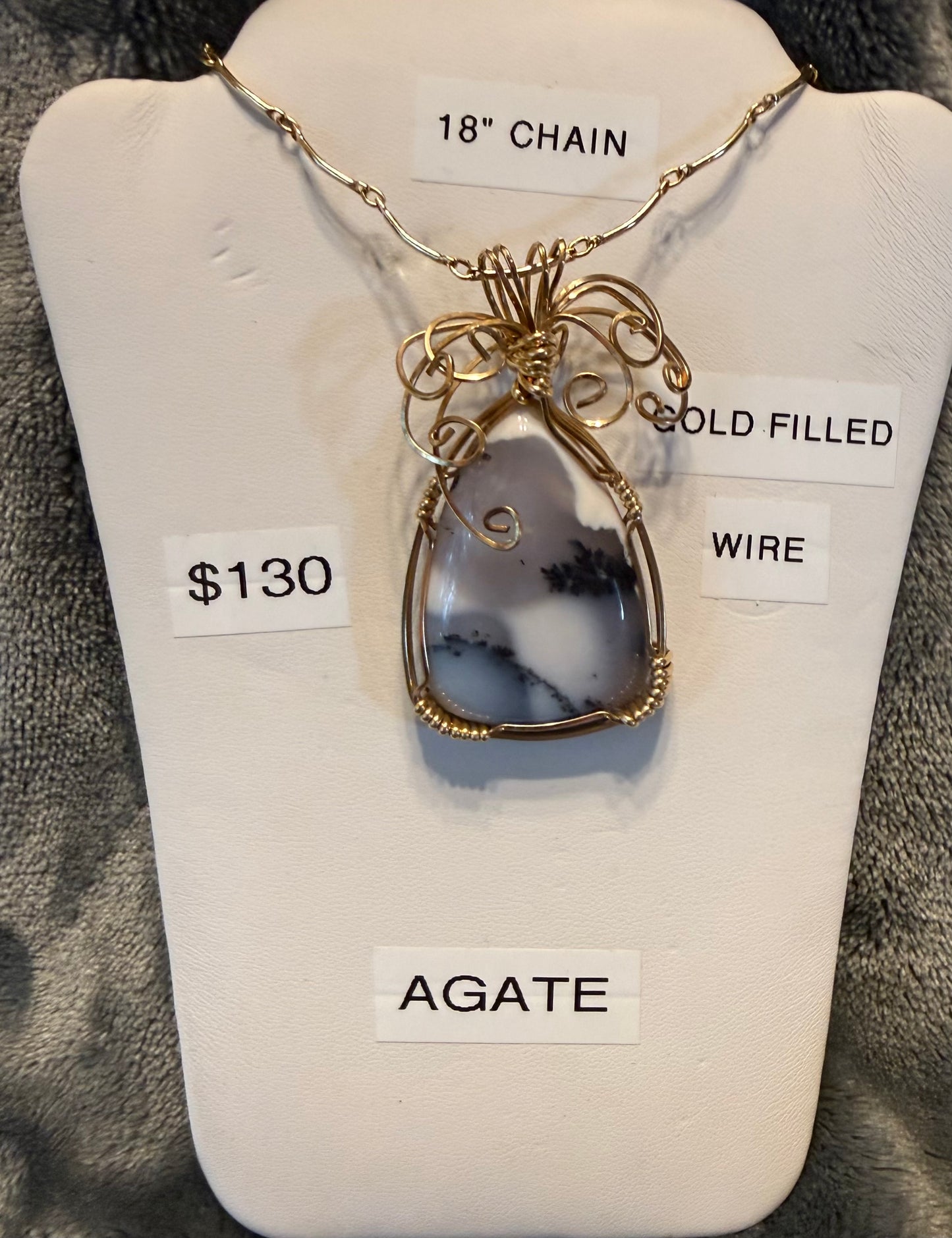 Agate Pendant Wire Wrapped in Gold Filled Wire