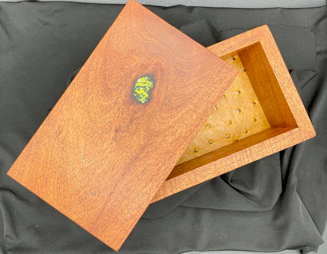 Solid Mesquite, leather lined jewelry box