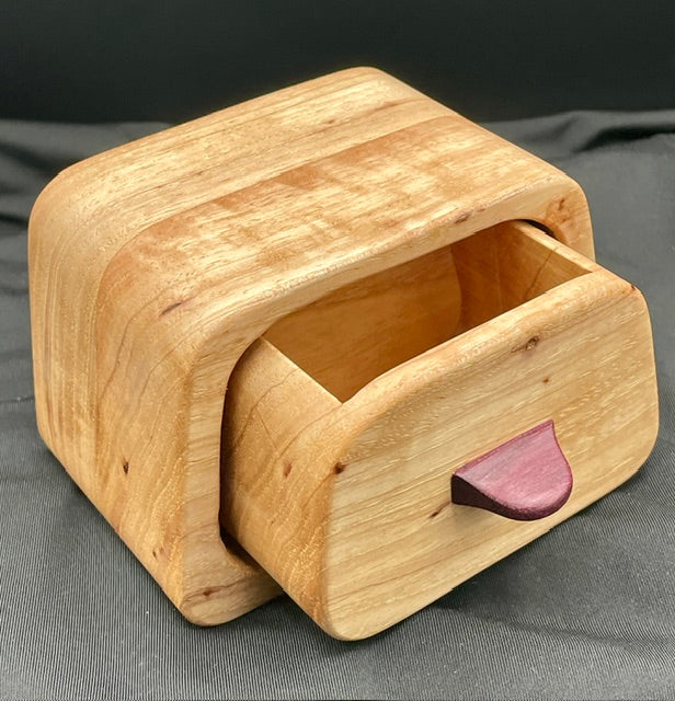 Solid pecan jewelry box with Purple Heart pull