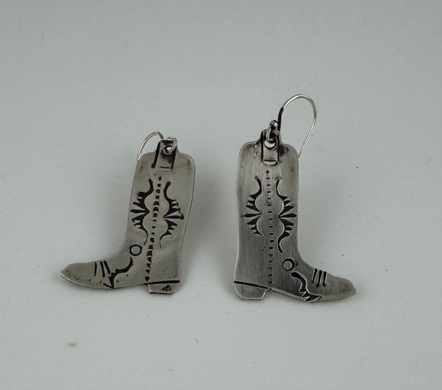 Silver boot earrings