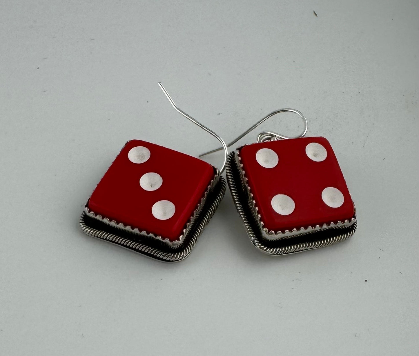 Red dice earrings