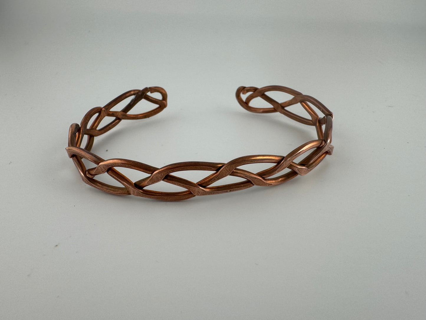 Copper braided cuff bracelet