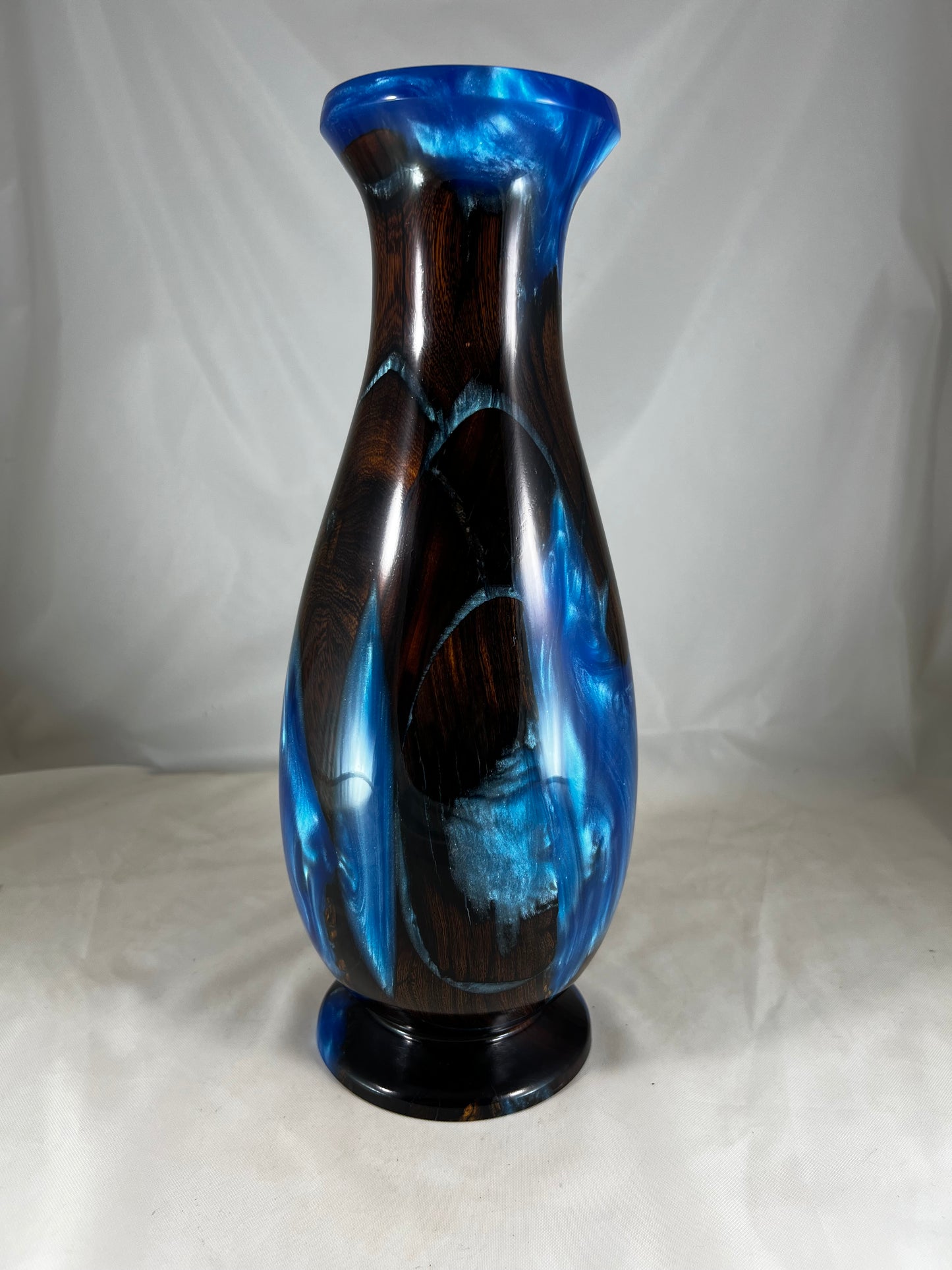 Vase- Desert Ironwood & blue resin