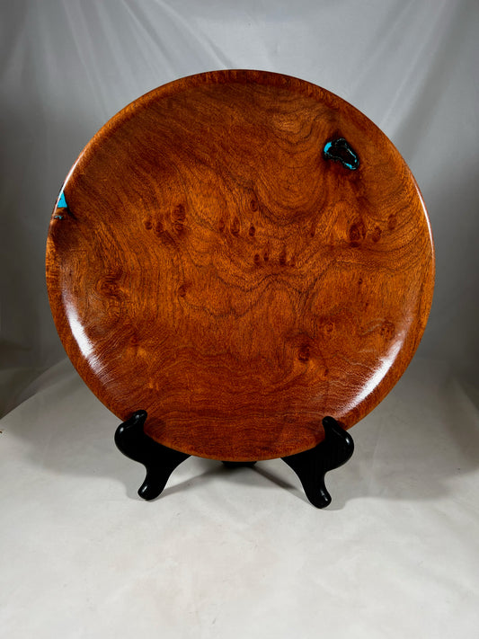 Bowl - Mesquite with Turquoise Inlays