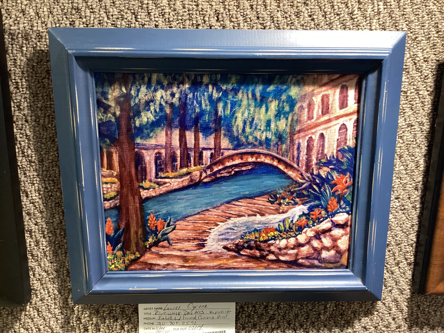 Riverwalk Day Embellished framed Canvas Print N13