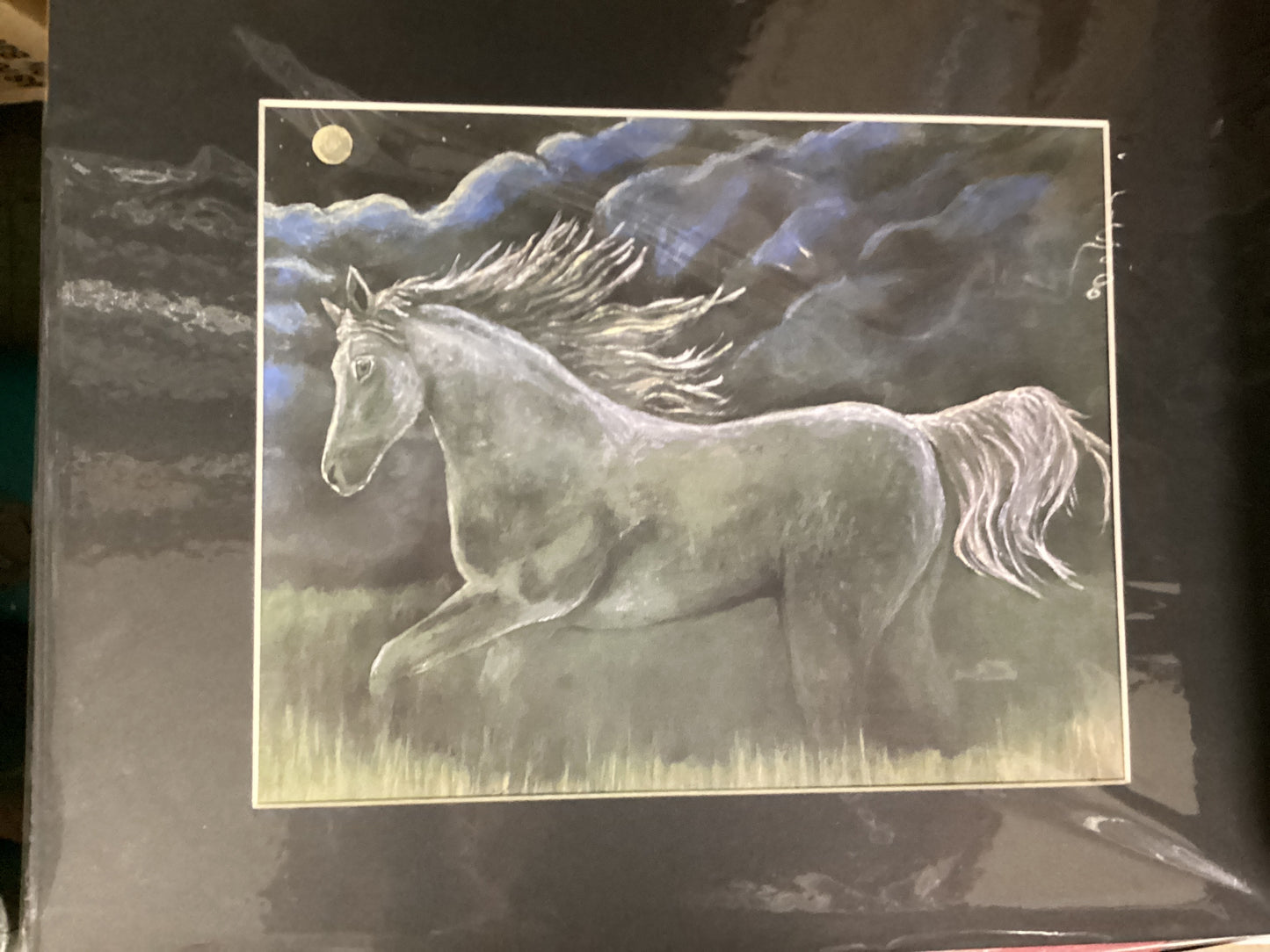 Horse running in Moonlight Print
