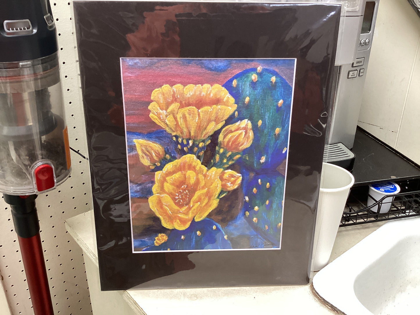 Yellow Cactus Blossom Matted Print M8