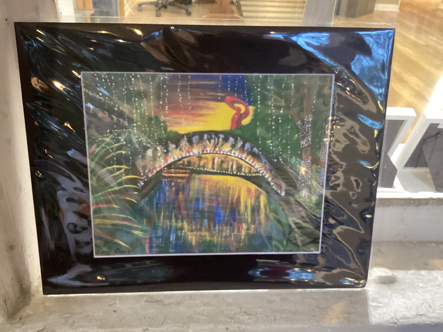 Riverwalk Christmas matted print
