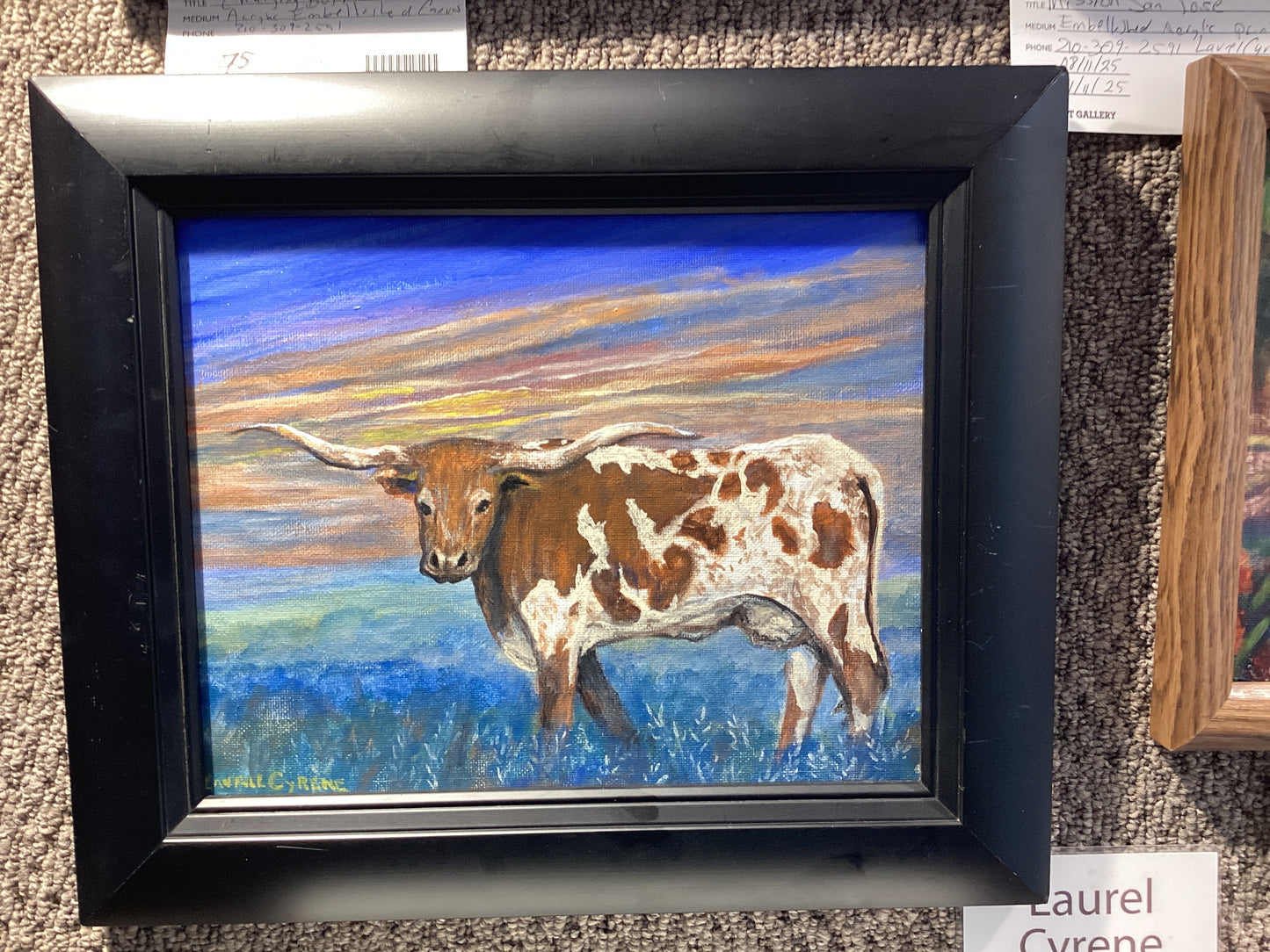 Texas Longhorn at Sunset Original Acrylic Painting