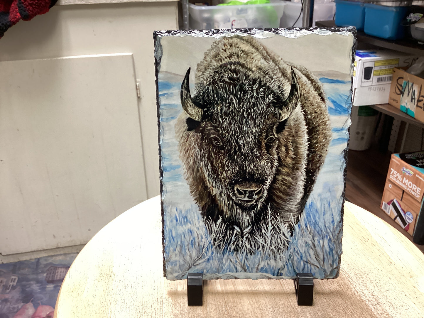 Bison in Snow D16 Slate