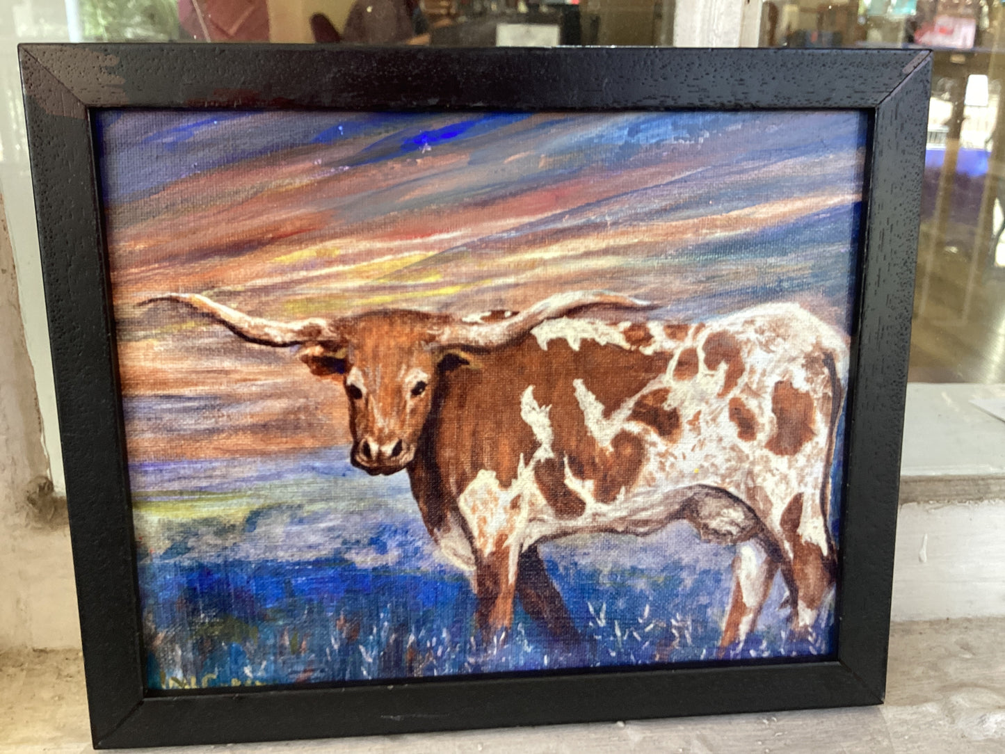 Longhorn Embellished framed canvas print