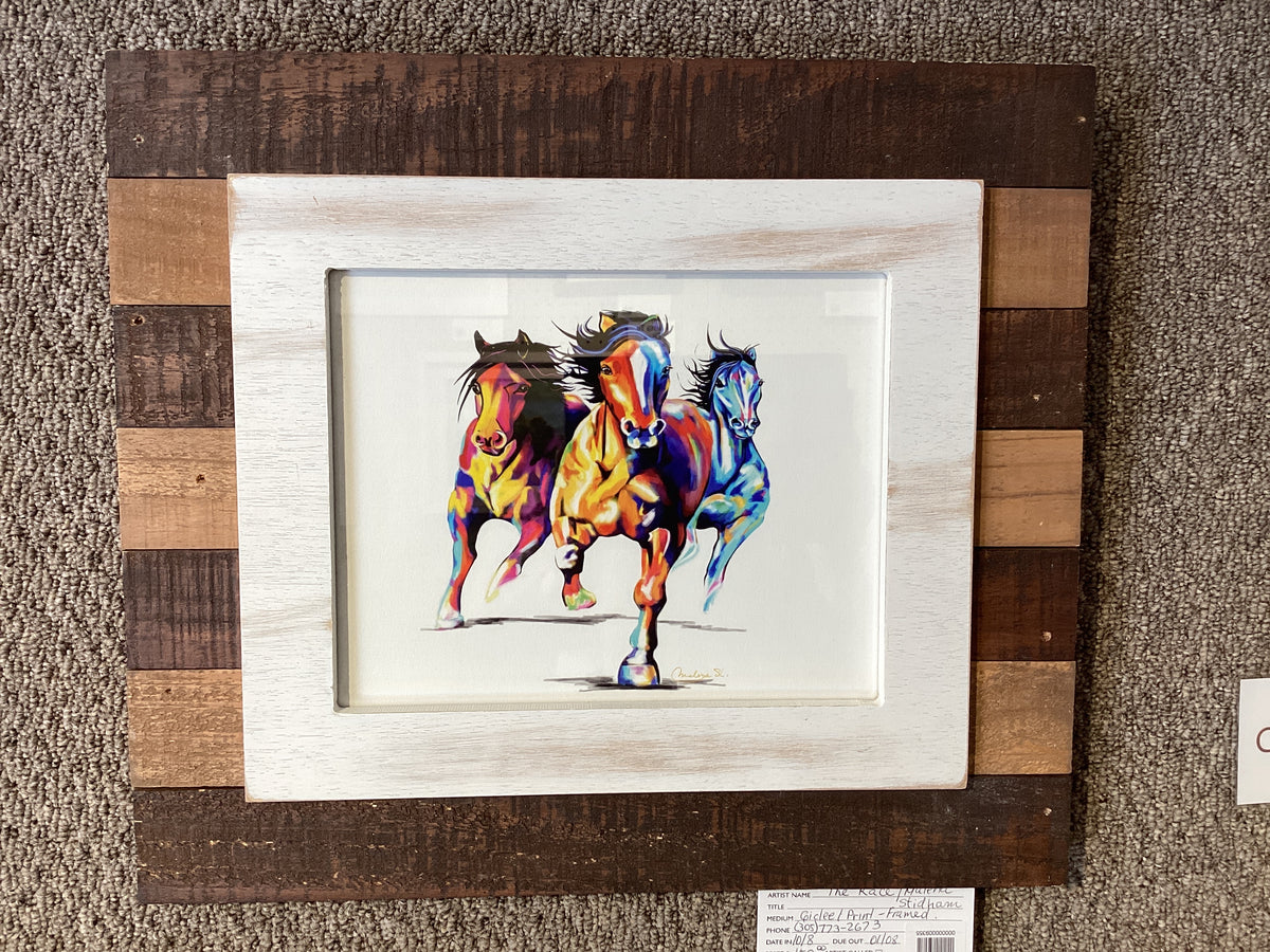 The Race - Three Running Horses /Framed