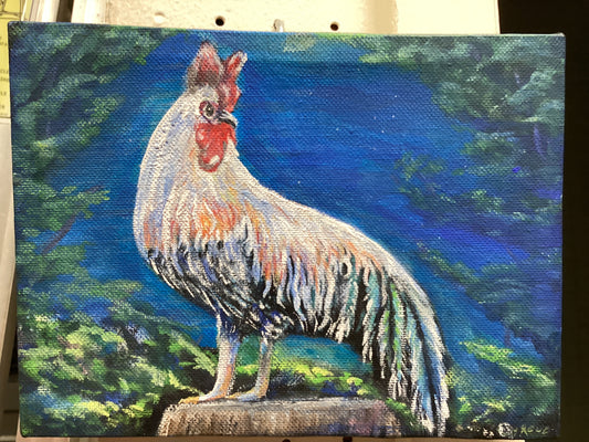 Rooster on a Stump