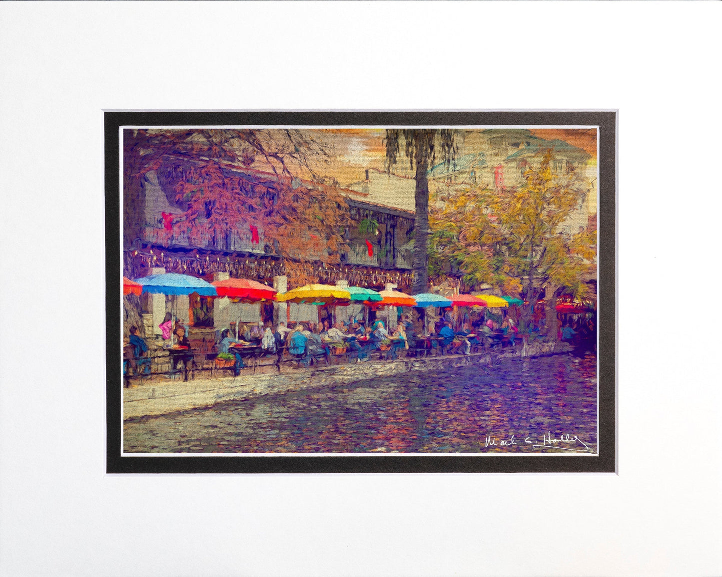 Riverwalk Colorful Umbrellas 16x20