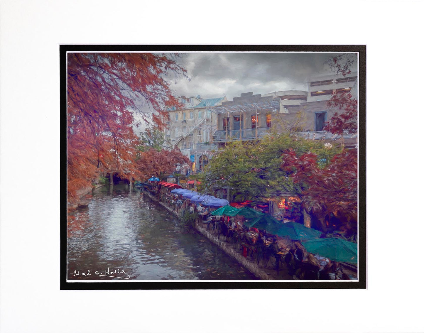 Riverwalk Green Umbrellas #2 11x14