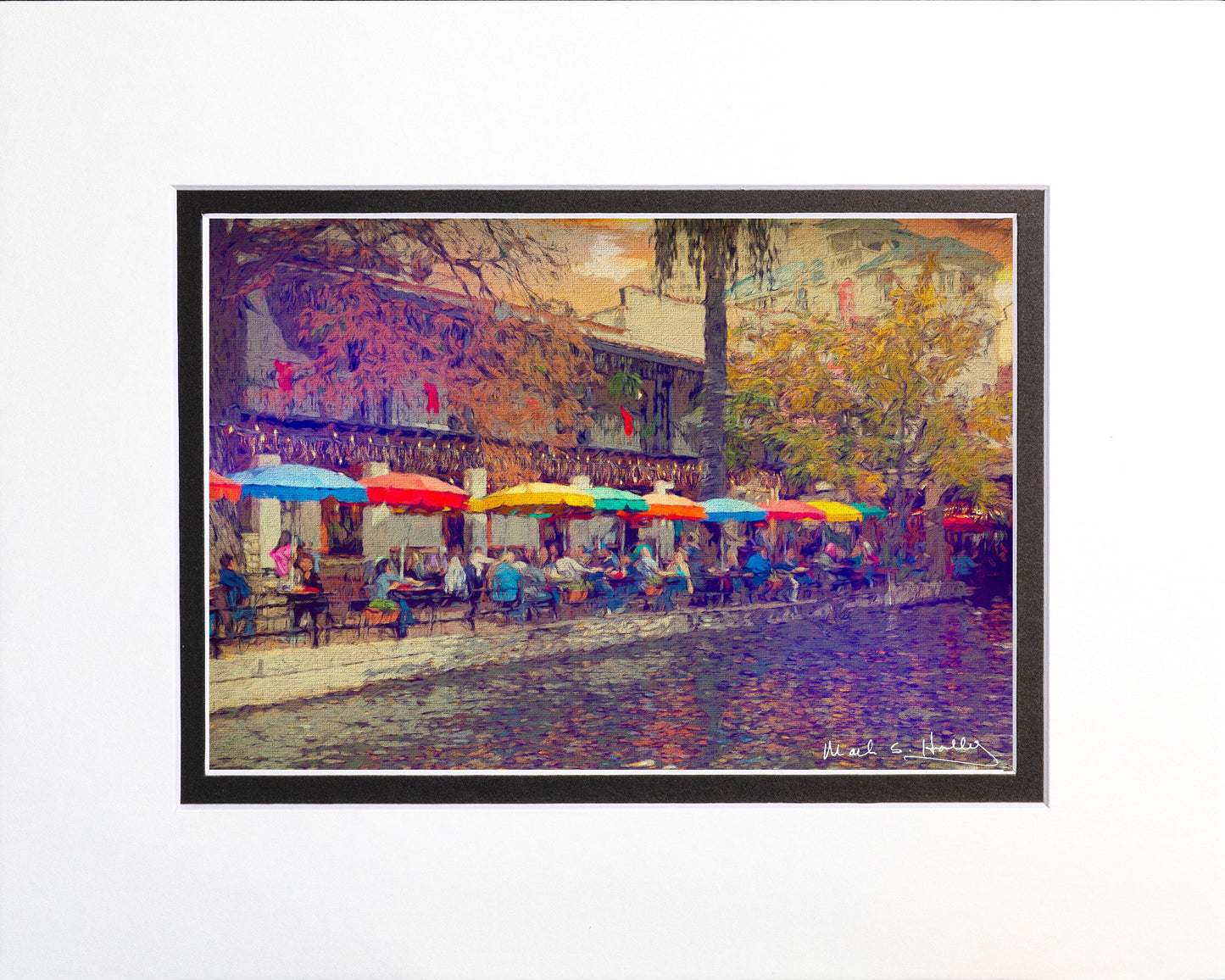 Riverwalk Colorful Umbrellas 8x10