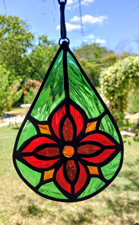 Red and Green Stained Glass Sun Catcher
