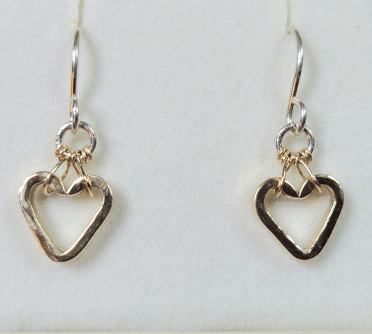 Sterling Silver 14k GF Heart Earrings