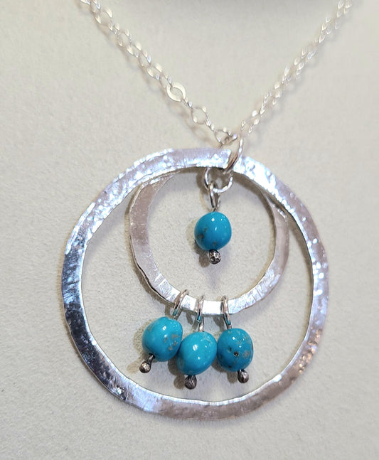Sterling Silver Turquoise Circles Necklace
