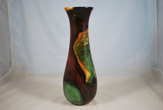 Redwood Vase - Green and Gold Resin