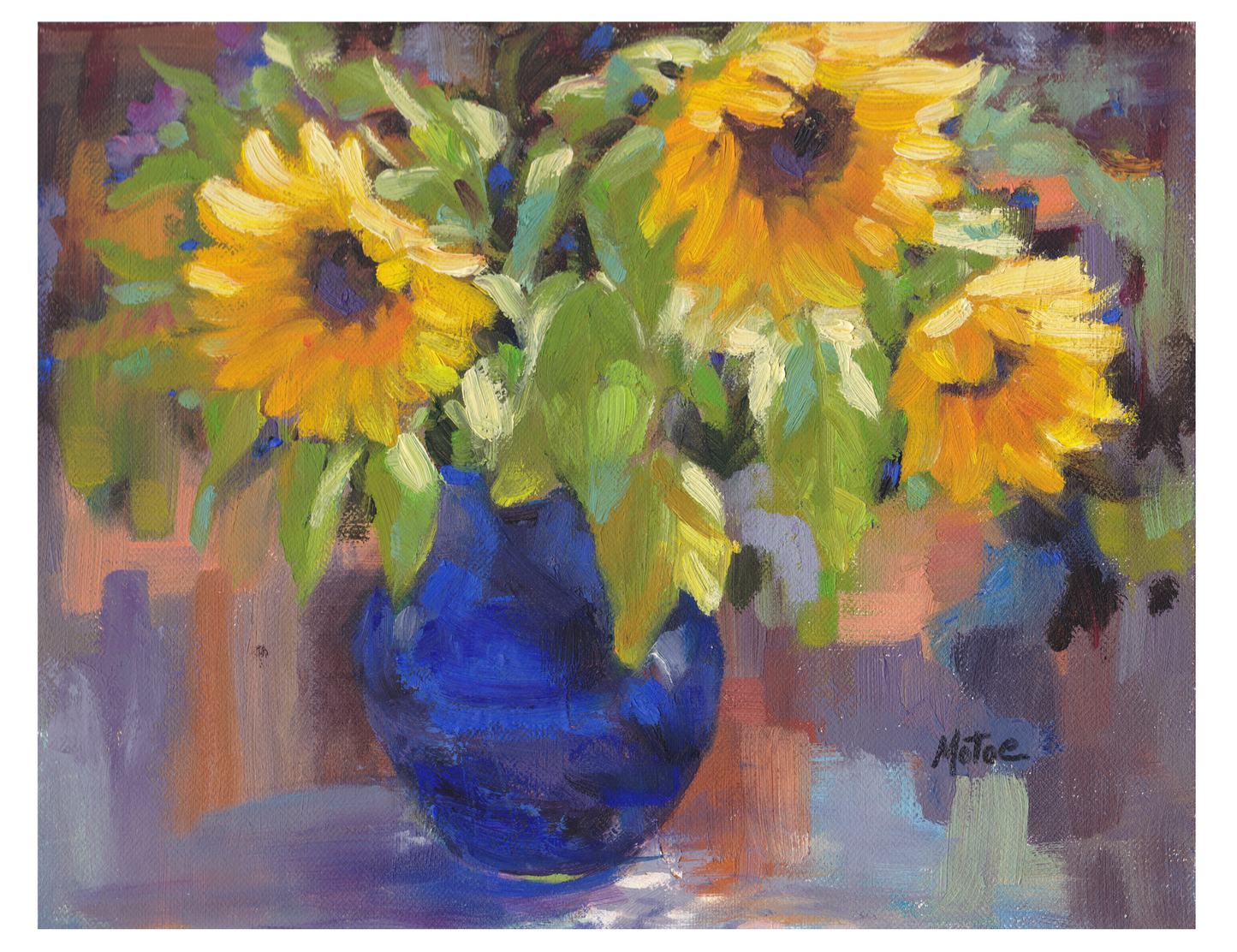 Blue Vase Sunflowers Greeting Cards