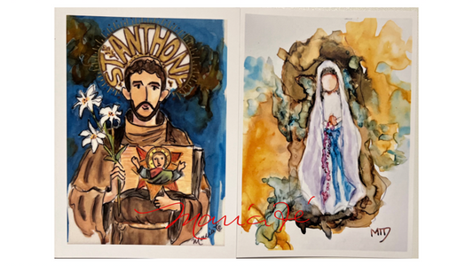 2 Cards: Lourdes & St Anthony