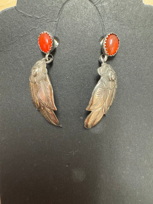 Sterling silver and carnilian earrings