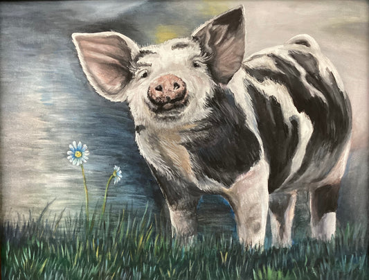 Miss Pig with Daisies