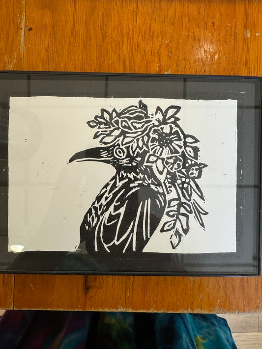 Crow with a flower crown
