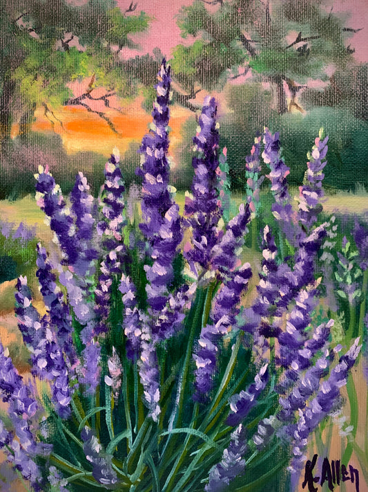 Cards (8) Total - 4 Lavender Sunset / 4 Lavender & oak