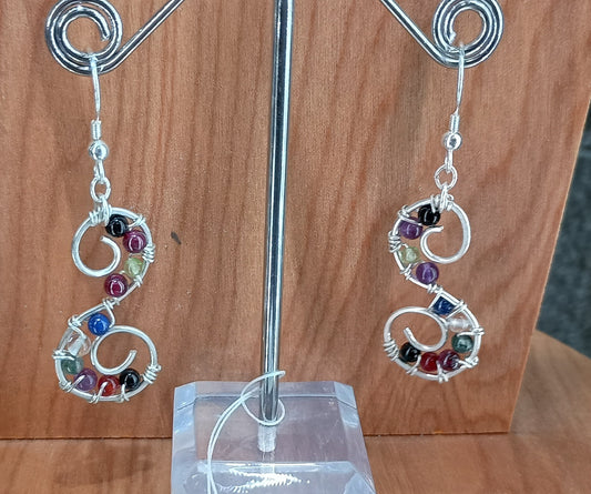 Sterling silver and gemstone earrings