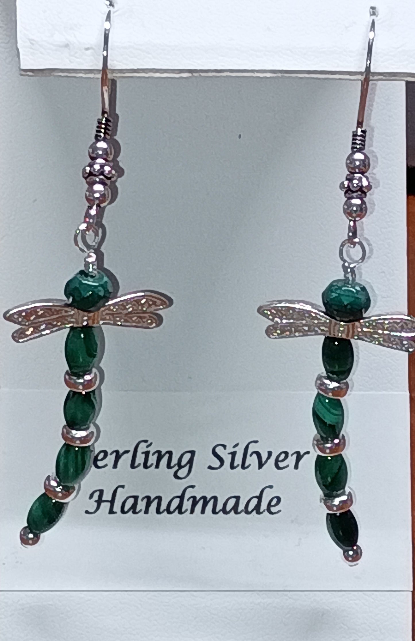 Pendientes de libélula de malaquita