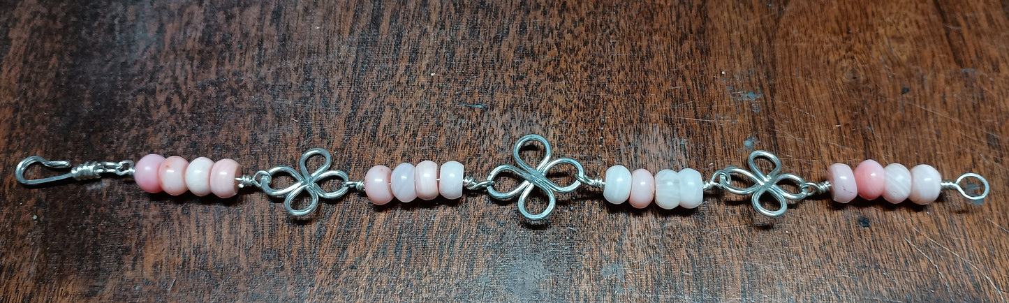 Pink Coral and Sterling Silver Necklace and Bracelet