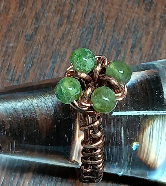 Woven Copper & Peridot Ring