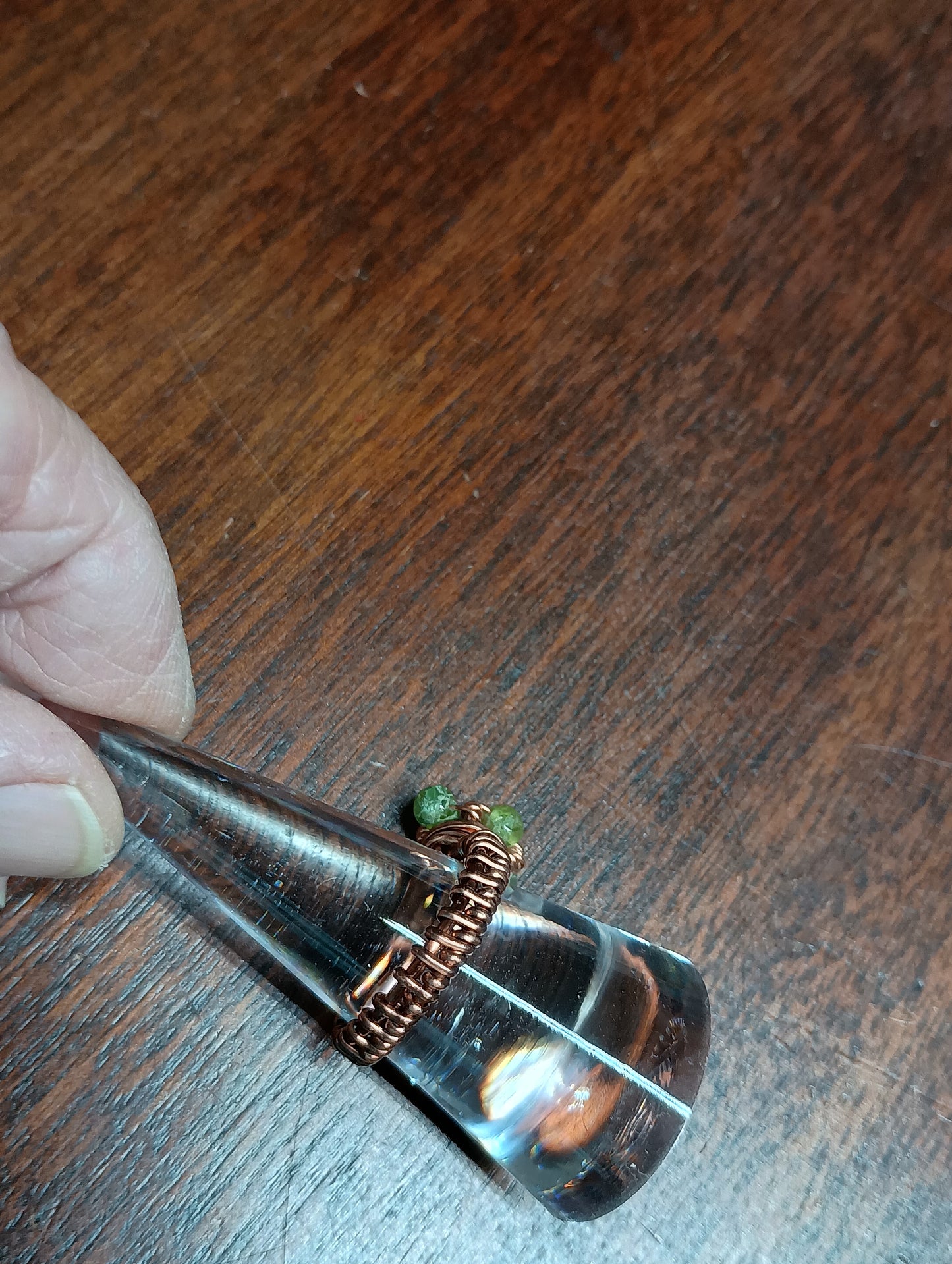 Woven Copper & Peridot Ring