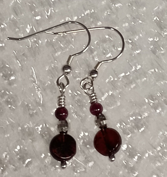 Sterling Silver and Garnet Drops