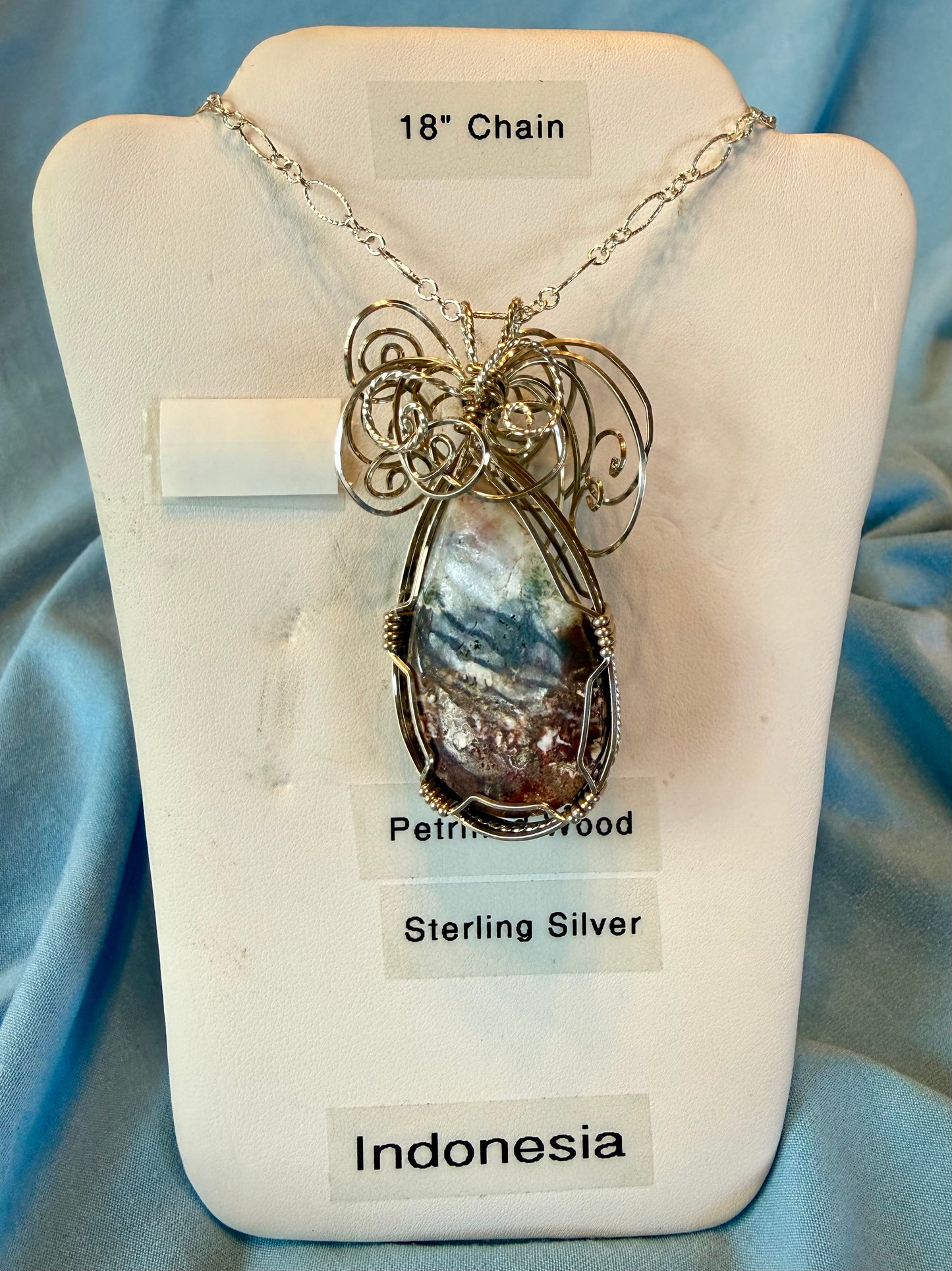 petrified wood pendant