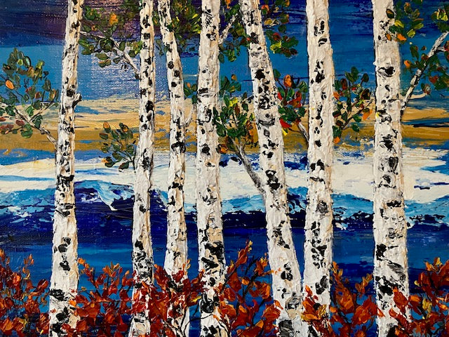 "ASPENS FELIZ" - pintura acrílica original con técnica impasto