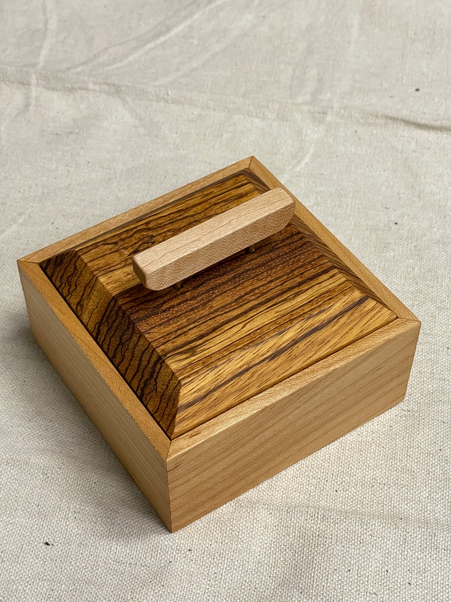 Maple, zebra wood jewelry box