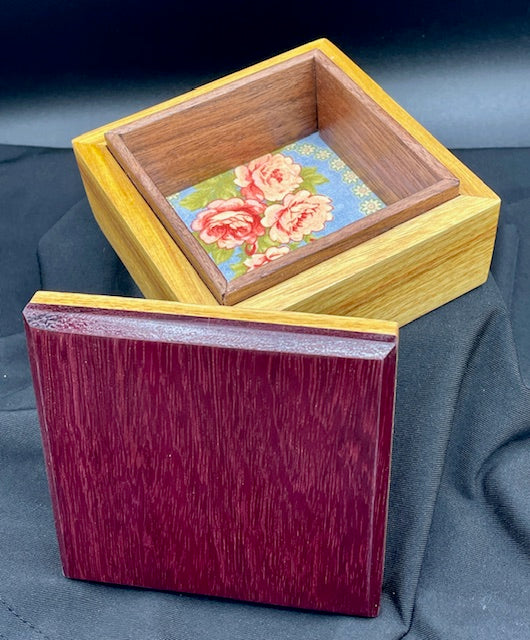 joyero de madera de canario/corazón púrpura